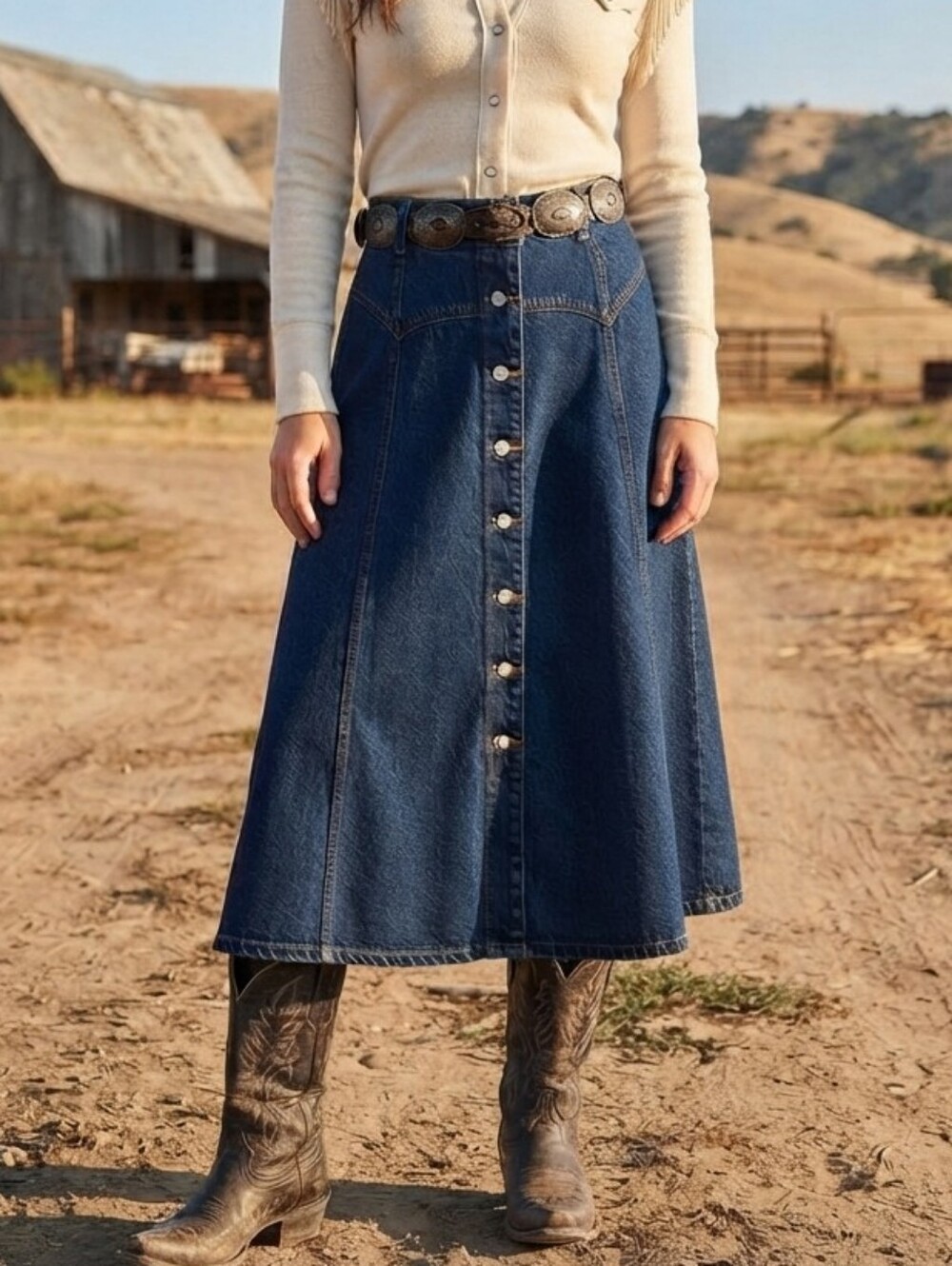 Levi’s Denim Circle Skirt Button Front A Line Midi Maxi Y2K Blue Size 23 NWT